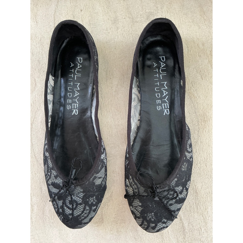 Paul Mayer Attitudes Black Lace ballerina flat size 7 B